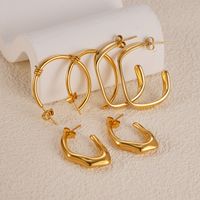 1 Paire Vacances Style Simple Vêtement De Rue Irrégulier Placage Acier Inoxydable 304 Plaqué Or 14K Boucles D'Oreilles main image 1