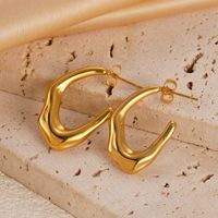 1 Pair Vacation Simple Style Streetwear Irregular Plating 304 Stainless Steel 14K Gold Plated Ear Studs main image 4