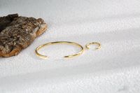 Cute Wedding Solid Color C Shape Copper 18k Gold Plated Zircon Rings Bracelets In Bulk main image 4