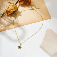 Titan Stahl 18 Karat Vergoldet Einfacher Stil Überzug Brief Stern Acryl Halskette Mit Anhänger main image 5