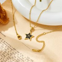 Titan Stahl 18 Karat Vergoldet Einfacher Stil Überzug Brief Stern Acryl Halskette Mit Anhänger main image 4