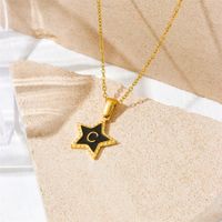 Titan Stahl 18 Karat Vergoldet Einfacher Stil Überzug Brief Stern Acryl Halskette Mit Anhänger main image 2
