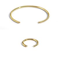 Cute Wedding Solid Color C Shape Copper 18k Gold Plated Zircon Rings Bracelets In Bulk sku image 1