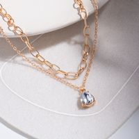 Elegant Streetwear Water Droplets Artificial Rhinestones Zinc Alloy Wholesale Layered Necklaces main image 4
