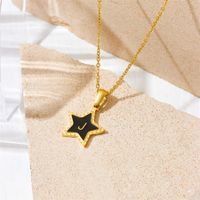 Titan Stahl 18 Karat Vergoldet Einfacher Stil Überzug Brief Stern Acryl Halskette Mit Anhänger sku image 4