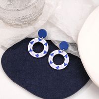 Wholesale Jewelry Chinoiserie Casual U Shape Printing Arylic Drop Earrings sku image 1