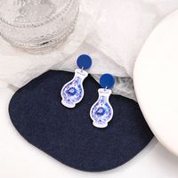 Wholesale Jewelry Chinoiserie Casual U Shape Printing Arylic Drop Earrings sku image 4