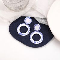Wholesale Jewelry Chinoiserie Casual U Shape Printing Arylic Drop Earrings sku image 8