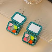1 Pair Classic Style Square Patchwork Plastic Resin Drop Earrings main image 5