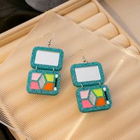 1 Pair Classic Style Square Patchwork Plastic Resin Drop Earrings sku image 1