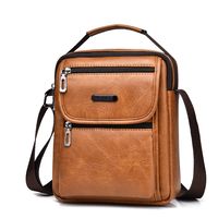 Men's All Seasons Pu Leather Solid Color Vintage Style Square Zipper Shoulder Bag main image 3