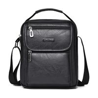 Men's All Seasons Pu Leather Solid Color Vintage Style Square Zipper Shoulder Bag sku image 1