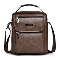 Men's All Seasons Pu Leather Solid Color Vintage Style Square Zipper Shoulder Bag sku image 3