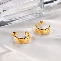 1 Pair Handmade Romantic C Shape Side Stripe Plating Thick Stainless Steel 18k Gold Plated Ear Studs main image 5