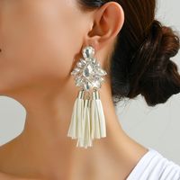 Wholesale Jewelry Elegant Flower Ferroalloy Rhinestones Glass Hollow Out Inlay Drop Earrings main image 7