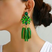 Wholesale Jewelry Elegant Flower Ferroalloy Rhinestones Glass Hollow Out Inlay Drop Earrings main image 10