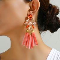 Wholesale Jewelry Elegant Flower Ferroalloy Rhinestones Glass Hollow Out Inlay Drop Earrings main image 9