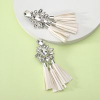Wholesale Jewelry Elegant Flower Ferroalloy Rhinestones Glass Hollow Out Inlay Drop Earrings sku image 5