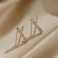 1 Pair Ig Style Fashion Letter Plating Inlay Copper Zircon 18k Gold Plated Ear Studs main image 4