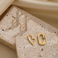1 Pair Ig Style Fashion Letter Plating Inlay Copper Zircon 18k Gold Plated Ear Studs main image 1