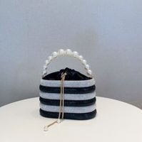 Women's Small All Seasons Pu Leather Stripe Streetwear Pearls Square String Handbag sku image 1