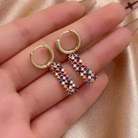 1 Pair Streetwear Rectangle Plating Inlay Copper Zircon Gold Plated Drop Earrings main image 3