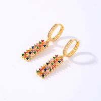 1 Pair Streetwear Rectangle Plating Inlay Copper Zircon Gold Plated Drop Earrings main image 2