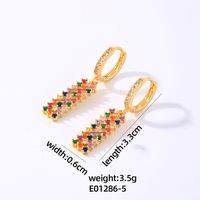 1 Pair Streetwear Rectangle Plating Inlay Copper Zircon Gold Plated Drop Earrings sku image 1