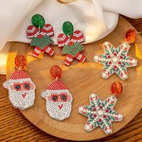 1 Pair Cute Santa Claus Christmas Socks Snowflake Plating Arylic Drop Earrings main image 1