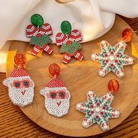 1 Pair Cute Santa Claus Christmas Socks Snowflake Plating Arylic Drop Earrings main image 6