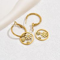 1 Pair IG Style Lady Commute Flower Plating 201 Stainless Steel 18K Gold Plated Drop Earrings main image 4