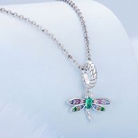 Casual Cute Dragonfly Sterling Silver Inlay Zircon Charms main image 3
