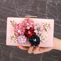 Women's Small All Seasons Pu Leather Metal Flower Classic Style Square Clasp Frame Evening Bag sku image 4