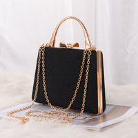 Black Silver Gold Pu Leather Solid Color Square Evening Bags main image 2