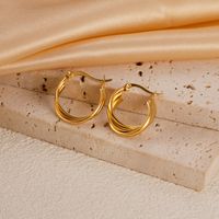 1 Pair Vacation Beach Simple Style C Shape Lines Plating 304 Stainless Steel 14K Gold Plated Ear Studs main image 4