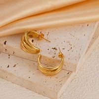 1 Pair Vacation Beach Simple Style C Shape Lines Plating 304 Stainless Steel 14K Gold Plated Ear Studs main image 5
