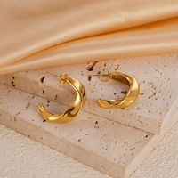 1 Pair Vacation Beach Simple Style C Shape Lines Plating 304 Stainless Steel 14K Gold Plated Ear Studs main image 6