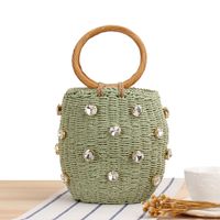 Women's Small Spring&summer Straw Solid Color Vacation Bucket String Straw Bag sku image 1