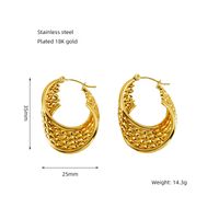 1 Pair Elegant U Shape Stripe Plating Stainless Steel Titanium Steel 18K Gold Plated Hoop Earrings sku image 2