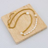Stainless Steel Freshwater Pearl 18K Gold Plated Casual Pastoral Beaded Color Block Freshwater Pearl Necklace main image 7