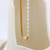 Stainless Steel Freshwater Pearl 18K Gold Plated Casual Pastoral Beaded Color Block Freshwater Pearl Necklace main image 6
