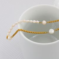 Stainless Steel Freshwater Pearl 18K Gold Plated Casual Pastoral Beaded Color Block Freshwater Pearl Necklace main image 4