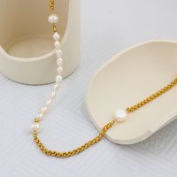 Stainless Steel Freshwater Pearl 18K Gold Plated Casual Pastoral Beaded Color Block Freshwater Pearl Necklace main image 3