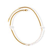 Stainless Steel Freshwater Pearl 18K Gold Plated Casual Pastoral Beaded Color Block Freshwater Pearl Necklace sku image 1