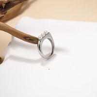 304 Stainless Steel 14K Gold Plated Lady Vacation Modern Style Plating Inlay Solid Color Pearl Rings sku image 1