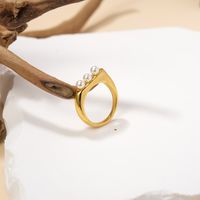 Edelstahl 304 14 Karat Vergoldet Dame Ferien Moderner Stil Überzug Inlay Einfarbig Perle Ringe main image 3
