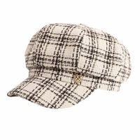 Women's Vintage Style Plaid Curved Eaves Beret Hat main image 4