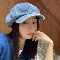 Women's Lady Simple Style Solid Color Wide Eaves Beret Hat main image 6