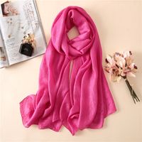 Autumn Fashion Travel Monochrome Sunscreen Scarf Linen New Imitated Silk Scarves New Sweet Lady Shawl main image 4