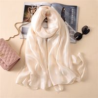 Autumn Fashion Travel Monochrome Sunscreen Scarf Linen New Imitated Silk Scarves New Sweet Lady Shawl sku image 1